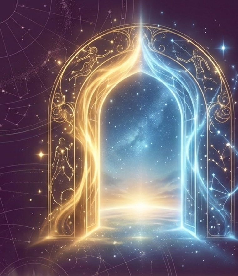 A luminous open doorway representing the path ahead.